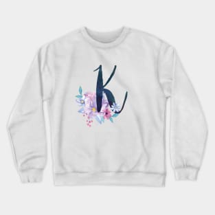 Floral Monogram K Pretty Lilac Bouquet Crewneck Sweatshirt